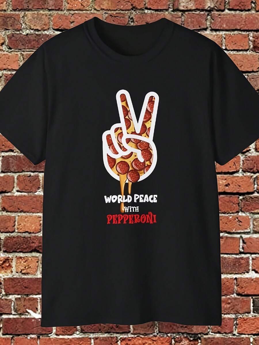 Pizza Peace Sign T-Shirt - Style16 - View 1