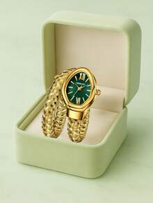 1 pieza Reloj de cuarzo de lujo vintage para mujer con diseño de cabeza de serpiente, de alta moda - Unitalla - Ver 10
