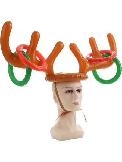 1 set Corna di renna gonfiabili con tubi di soffiaggio - Giochi per feste di Natale, Capodanno, decorazioni per feste di compleanno - Facile da installare per divertimento di gruppo - Include 4 corna e tubi di soffiaggio per attività festive - Ideale per celebrazioni e giochi natalizi