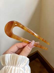 1pc Women's Ombre Acetate U-Shaped Hair Clip, Suitable For Daily Use, Suitable For Fine Or Normal Hair, Combs, Haircomb, Side Comb