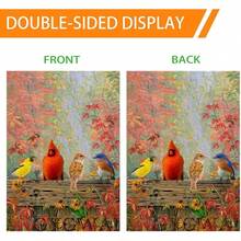 Fall Garden Flag 12x18 Inch Double Sided Outside Autumn Maple Leaves Cardinal Birds Thanksgiving Yard Flag Outdoor Seasonal Decoration# DOUYYY