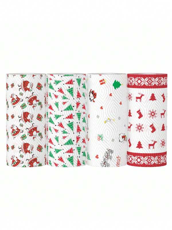 1/4 قطع من ورق المطبخ بطبعات عيد الميلاد، ورق ماص للزيت والماء، ورق مطبوع بتصاميم عيد الميلاد الإبداعية