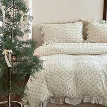 Muslin Duvet Cover With Ruffled Edges, 1 Piece Cotton Comforter Cover 47X59'', Pattern 2-Layer Gauze Bedding, No Quilt Or Pillowcases, Bedroom Essential - 光榮,驕傲 - 查看 2