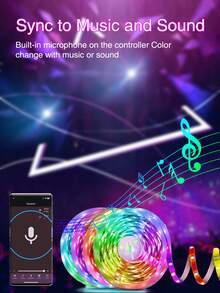 HBOWMDJIA 3ft-100ft LED Strip Lights For Home Decor, Smart Lighting With App Remote Control, Timing, Adjustable Brightness, Built-In Mic Music Sync Color Changing, LED Lights For Room, Bedroom Decor, Birthday Party, TV Backlight, Gaming Accessories, Halloween Decor, Christmas Decor And Gifts - 多色光 - 查看 5