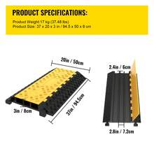 Cable Protection Ramp 1 Piece 3-Way Floor Raceway 7.2x6 Cm Cable Protector Rubber And PVC Load Capacity 2994 Kg Floor Covers For Cables Black And Yellow - 1 Pieza - 查看 7