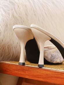 Plus Size Women's Fashion Pointed Toe Stiletto High Heel Slip-On Sandals, Sexy Casual Party Dress Sandals, Elegant Stiletto Sandals - White - View 9
