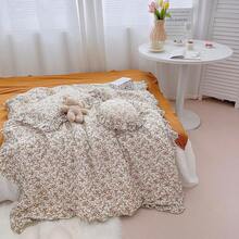 Muslin Duvet Cover With Ruffled Edges, 1 Piece Cotton Comforter Cover 47X59'', Pattern 2-Layer Gauze Bedding, No Quilt Or Pillowcases, Bedroom Essential - 木槿 - 查看 7