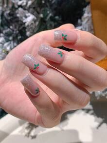 1 pezzo Adesivi per unghie a copertura totale con motivi natalizi di fiocchi di neve, alberi di Natale, cervi, colori sfumati e strisce glitterate, adatti per arte di unghie fai-da-te per donne