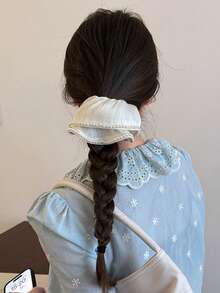 1 pieza Scrunchie de perlas de unicolor negro/beige de alta calidad de 18 cm/7.08 pulgadas (esta es la longitud máxima del área desplegada), estilo elegante y retro de palacio, adecuado para decoración diaria, coleta, maquillaje, baño, viajes, escuela, fiesta, vacaciones y regalo para mujeres