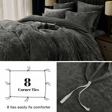 Queen Size 3pcs Ultra Soft Breathable Comforter Cover Set, Luxury Cozy Flannel Duvet Cover With Pillow Shams, 90" X 90", Dark Grey,  And  Bedding Collection - 深灰色(無被子) - 查看 5
