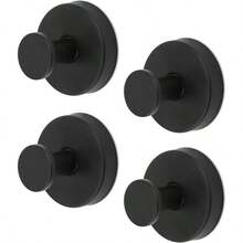 4pcs Suction Cup Hooks, Premium Stainless Steel Suction Cup Hooks Suction Cup Bathroom Towel Coat Holder Hanging Shower Kitchen Glass Door Mirror Smooth SurfaceBlack - 黑色 - 查看 1