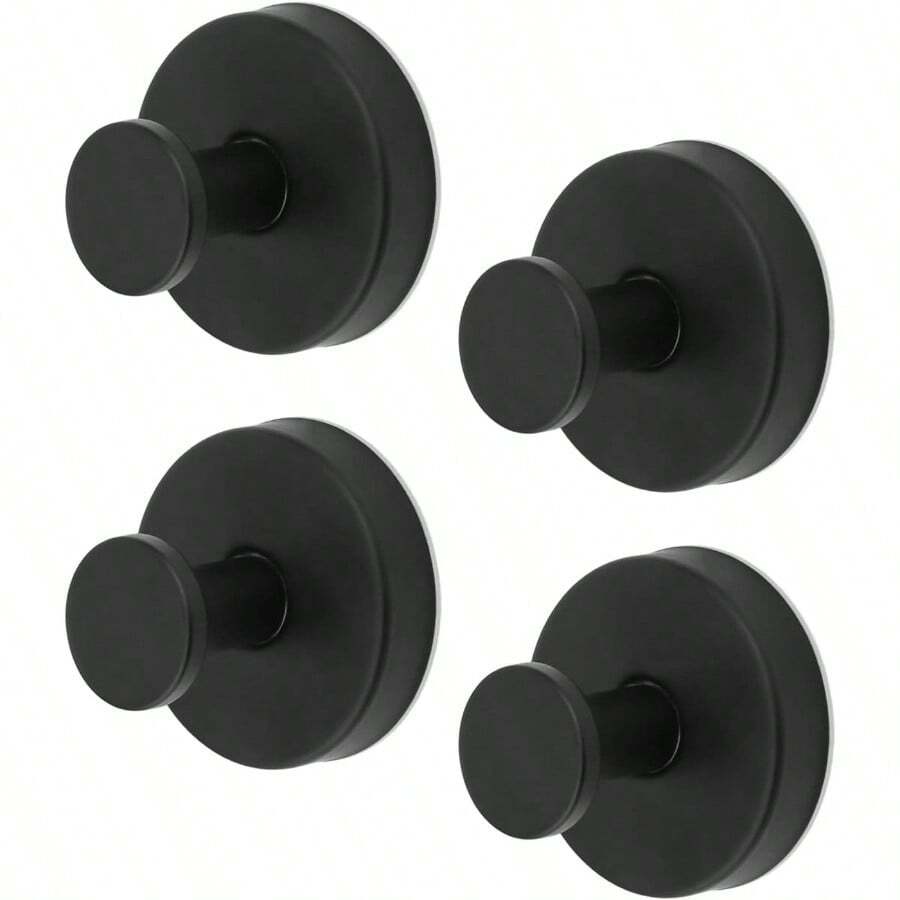 4pcs Suction Cup Hooks, Premium Stainless Steel Suction Cup Hooks Suction Cup Bathroom Towel Coat Holder Hanging Shower Kitchen Glass Door Mirror Smooth SurfaceBlack - 黑色 - 查看 1