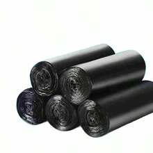 5卷（75个）一次性垃圾袋，耐用塑料材质，多用途，适用于家庭、厨房、办公室和餐厅清洁 - 黑色-均碼 - 查看 3