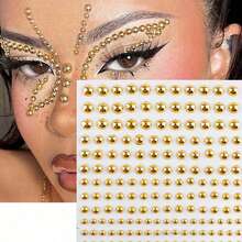 1650 miếng dán ngọc trai tự dính, 4 kích cỡ, trang sức ngọc trai trắng dùng trang trí mặt, cơ thể, móng tay, tóc, điện thoại, đồ thủ công mỹ nghệ, 0,12in/0,16in/0,2in/0,24in - Vàng - Xem 3