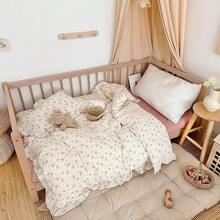 Muslin Duvet Cover With Ruffled Edges, 1 Piece Cotton Comforter Cover 47X59'', Pattern 2-Layer Gauze Bedding, No Quilt Or Pillowcases, Bedroom Essential - 色彩繽紛的花朵 - 查看 1