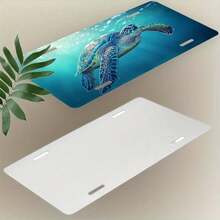 Car P, Car P, Vibrant Underwater Turtle Aluminum License Plate Cover And Frame - Waterproof, Polished Surface, 6x 12inch , Fun Novelty Decoration Suitable For Men, Women, And Children, Turtle Decoration - A - 查看 4