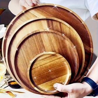 圆形托盘、大浅盘、4 种尺寸盘子、多用途托盘、家用基本托盘、食品服务托盘，适合派对、餐厅