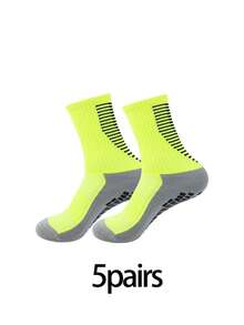 1/5 Pairs Men's Sports Socks, Towel Bottom Moisture Wicking Shock Absorbing Non-Slip Socks, Football Socks, Basketball Socks, Compression Socks