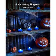 Amagic Blue LED Tea Lights Candles 24 Pack Battery Operated Flameless Tea Lights Long Lasting Colored Tealights Candles For Halloween And Festival Celebration Party Wedding Table Decor Birthday# DOUYYY
