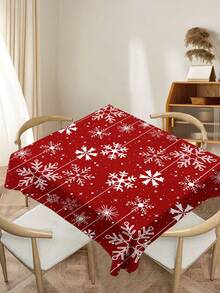 1 pièce Nappe imprimée avec motif de Noël, nappe de table en polyester moderne rectangulaire/ronde imperméable avec impression numérique. Convient pour le salon, la maison, la table de salle à manger extérieure, la petite table ronde