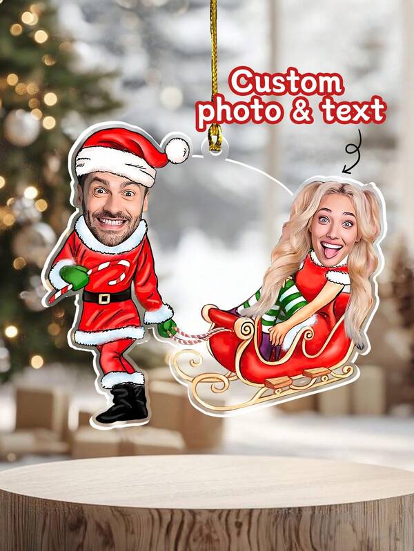 1 pieza Adorno de acrílico personalizado y divertido con foto de pareja para Navidad, adorno de foto personalizado, adorno de Navidad divertido, adorno con foto personalizada, decoraciones para el árbol de Navidad, adecuado para fiestas en el hogar, fiestas de Navidad, reuniones de aniversario, decoraciones de celebración, regalo de Navidad para hombres, regalo de Navidad para mujeres, regalo de Navidad para novia, Navidad, regalos personalizados, adornos de Navidad personalizados