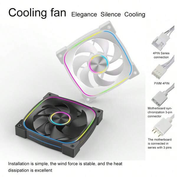 1pc XFENGX Precise Ring PC Case Cooling Fan 9PRO Prism Fan 12cm Computer Cooling ARGB Colorful PWM Temperature Control 3 Pieces Set