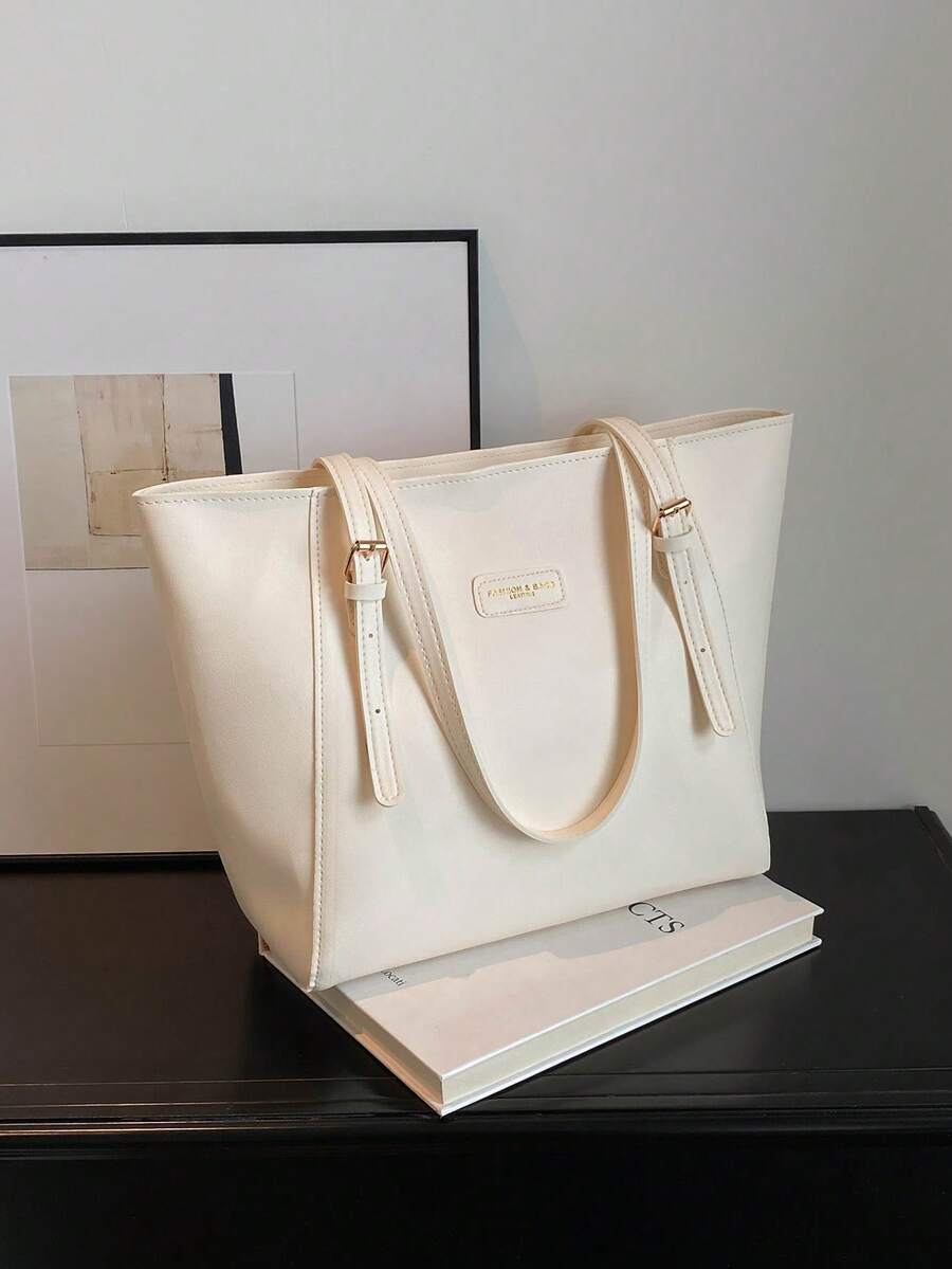 Bolso de hombro de gran capacidad para mujer, Otoño/Invierno 2024, Bolso tote minimalista y versátil, Mochila para estudiantes universitarios, Bolso de mano para ir al trabajo - Beis - Ver 1