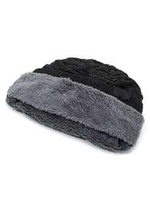 Gorro de inverno masculino em tricô com forro térmico - Mantenha-se aquecido no frio! Gorro de tricô quente, gorro de malha com borda enrolável e macia, proteção para as orelhas com etiqueta de couro, lavável à máquina, tecido de tricô grosso, gorro para ciclismo ao ar livre que mantém a cabeça aquecida, escolha ideal para acessórios de inverno. - Multicolorido - Ver 4