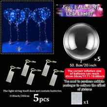 5 件/7 件/8 件/10 件/9 件/1 件/2 件 LED 发光透明气球 - 适用于婚礼(需要充满氦气才能漂浮)、生日和单身派对、带氛围照明气球(不含电池)、圣诞派对装饰、情人节装饰、周年纪念、场景装饰 - LED發光燈串 - 查看 16