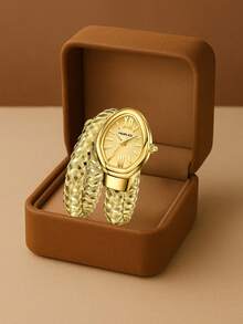 1 pieza Reloj de cuarzo de lujo vintage para mujer con diseño de cabeza de serpiente, de alta moda - Unitalla - Ver 12