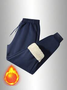 男士休闲保暖加厚裤，时尚运动健身健身房徒步拳击跑步骑行慢跑长裤，冬季