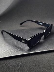 1pc Black Gemstone Spider Shaped Hip Hop Rock Vintage Small Square Sunglasses, Fashionable Eyewear For Men & Women, Y2K Leopard Print, Rimless Tinted, Vintage Classic, Retro, Luxury, Travel, Sun Protection, Decorative Eyewear - 黑框/全灰(黑蜘蛛) - 查看 4