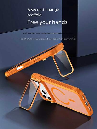 1pc Acrylic Invisible Bracket Lens Protector, Skin-Friendly Magnetic Adsorption Phone Case, Compatible With Nene 17 Serieone 14 Pro Max, Allows Apple Logo Exposure, Waterproof/Anti-Fall/Magnetic Adsorption Compatible With Iphone X/XS/XR/11/12 Pro/13/14 Pro Max/15/16 Pro Max. Note: 17 PM And 17 Air Magnetic Adsorption Are Open-Mouth, Others Are Closed-Mouth.