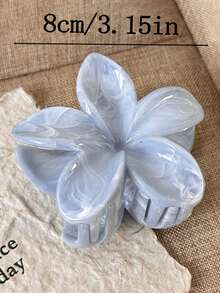 3个/1个 8厘米/3.15英寸 粉色、白色、蓝色花朵造型塑料发夹，优雅百搭，适合日常、休闲、派对、通勤、度假、扎马尾、盘发、洗脸、化妆等场合，时尚发夹，冬季发饰，夏季、假日、旅行必备 - 彩色 - 查看 2