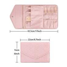 Travel Jewelry Organizer Roll Foldable Jewelry Case For Journey-Rings, Necklaces, Bracelets, Earrings(Jewelry Not Included), Jewellery Travel Case, Travel Jewelry Case, Jewelry Pouch, Mini Jewelry Travel Case, Journey Organizer, Compact Jewelry Pouch, Foldable Design, Sleek Storage, Lightweight Material, Durable Fabric, Earring Organizer, Bracelet Keeper, Jewelry Lovers, Organized - 粉色 - 查看 3