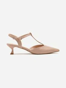 Duck Heel Pumps With Decorative Straps - Baby Pink - View 3