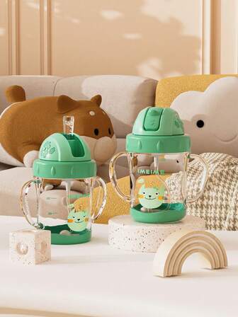 1 st 180ml/220ml tecknad viktad boll för barn, söt träningsmugg för baby, läckagesäker, fallsäkra, transparent, hållbar med bekvämt handtag, bekväm att bära, lämplig för skola, dagis, hem, utomhusbruk