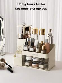 Cosmetic Storage Box With Drawer, Lifting Pen Holder Brush, Dressing Table High-End Large-Capacity Lipstick Multi-Function Compartment Storage Rack, Suitable For Countertops, Desks, Dressing Tables, Plastic Bathroom Counter Storage Box,Gifts For Women,Christmas Gifts,Gift Ideas For Women - Multicolor - View 7