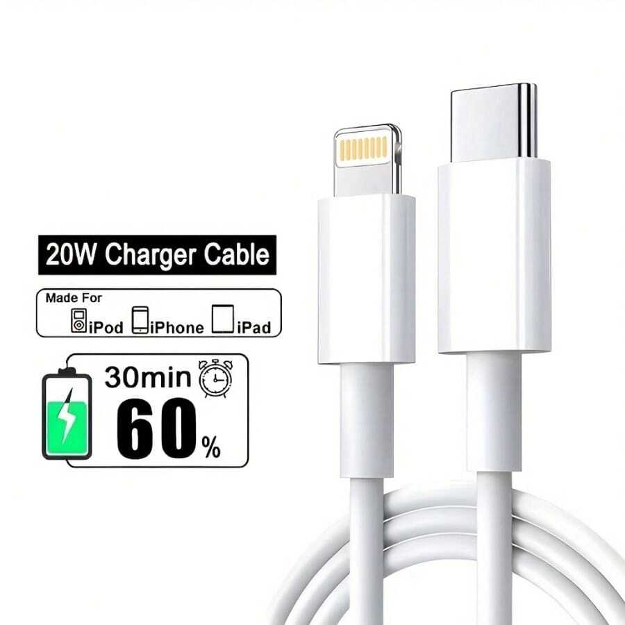 USB C 转 Lightning 数据线，3.3/6.6/10 英尺 C 型 充电器数据线，兼容 14 13 12 11 Pro Max XR XS X 8 7 6 Plus SE 充电器线，Lightning 转 USB C 车载 CarPlay 数据线，20W 快速充电 USB-C 转 Lightning 数据线 | PVC 圆形数据线，带数据传输，公对母，10-20W 功率范围 | 兼容 、iPad
