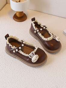 1双高品质幼儿及小童平底鞋，饰有闪亮珍珠，新款防滑透气女童运动鞋，春秋季新款时尚公主鞋，软底幼儿女童鞋，夏季新款 - 棕色 - 查看 1