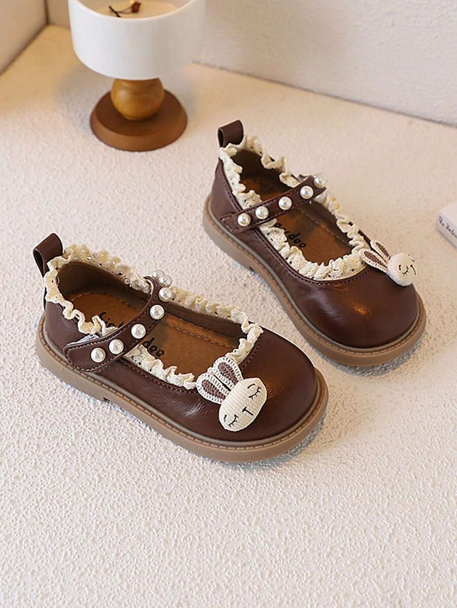1双高品质幼儿及小童平底鞋，饰有闪亮珍珠，新款防滑透气女童运动鞋，春秋季新款时尚公主鞋，软底幼儿女童鞋，夏季新款 - 棕色 - 查看 1