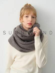 1pc Women's Solid Color Knitted Polyester Warm Versatile Neck Warmer, Suitable For Commuting And Daily Use In Autumn/Winter For Dress - Dark Grey - View 2