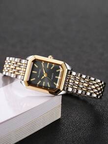 2pcs/Set Women's Luxury Petite Square Dial Stainless Steel Band Quartz Wrist Watch, Fashion Minimalist Stylish - Multicolor - View 7