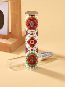 1 pezzo Bottiglia di profumo vintage in pelle da 10ml con stampa floreale e totem, di alta qualità, flacone spray portatile per viaggi