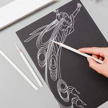 10 支白色炭笔，适合素描、阴影和混合 - 木制，超过 2 毫米宽的尖头，塑料/金属芯和橡皮擦 - 适合初学者和专业艺术家，美术用品，经典铅笔设计，一致的外观，绘画必需品，书写流畅，耐用结构，适合美术学生 - 白色10件 - 查看 3