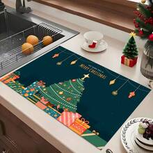 1 szt. mata pod garnek z motywem świątecznym, chłonna mata do suszenia z motywem świątecznym, mata do kuchni z motywem ekspresu do kawy, ręcznie robiona mata do odsączania kawy, mata podłogowa do kuchni, mata na stół jadalny, mata do suszenia naczyń na blacie kuchennym, mata śniadaniowa, żaroodporna mata antypoślizgowa do suszenia, mata do suszenia z ziemi okrzemkowej, zapobiega powstawaniu plam, superchłonna mata kuchenna, łatwa w czyszczeniu mata do suszenia naczyń, odpowiednia do kuchni, stołu jadalnego, kawiarni, baru, na święta, imprezy, do wystroju wnętrz, na prezenty świąteczne - Wielokolorowe - Zobacz 2