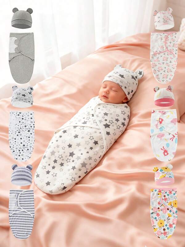 1 Set de Manta Suave de Envolvente para Recién Nacidos, Adecuada para Bebés Niños y Niñas, Fácil de Usar y Envolver, Regalo Perfecto para Todas las Ocasiones, Lista de Verificación de Artículos Recién Nacidos, Amor Día de San Valentín