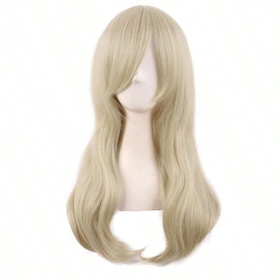 D24 Inch/60 Cm Side Bangs Stylish Long Great Wavy Curly Cosplay Party Wig Blonde - 金髮女郎 - 查看 1