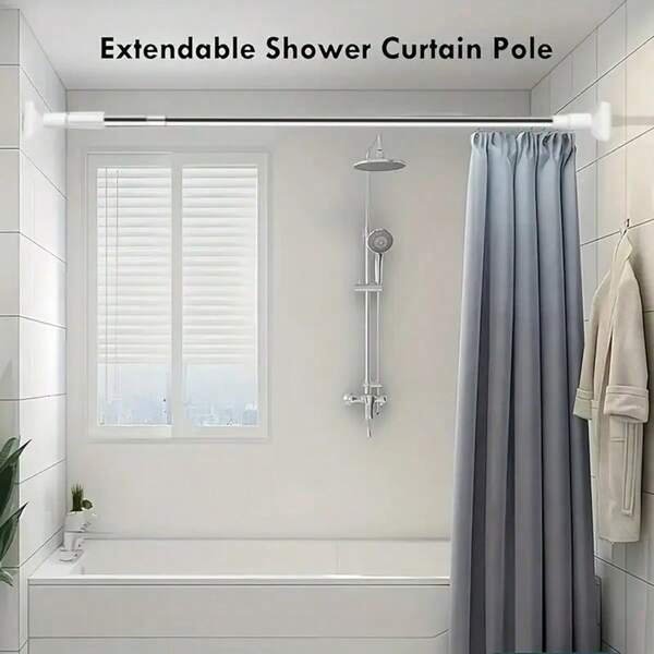 1 Stück leicht zu installierender Stange ohne Bohren, Durchmesser 22mm, Länge einstellbar 50-80cm, geeignet für Duschvorhang, Türvorhang, Kleidungsaufhängung und mehr, ausziehbar
