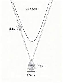 1pc Minimalist S925 Sterling Silver 1.25CT Teardrop Moissanite Necklace, Daily Wear & Gift For Women, Valentine's Day